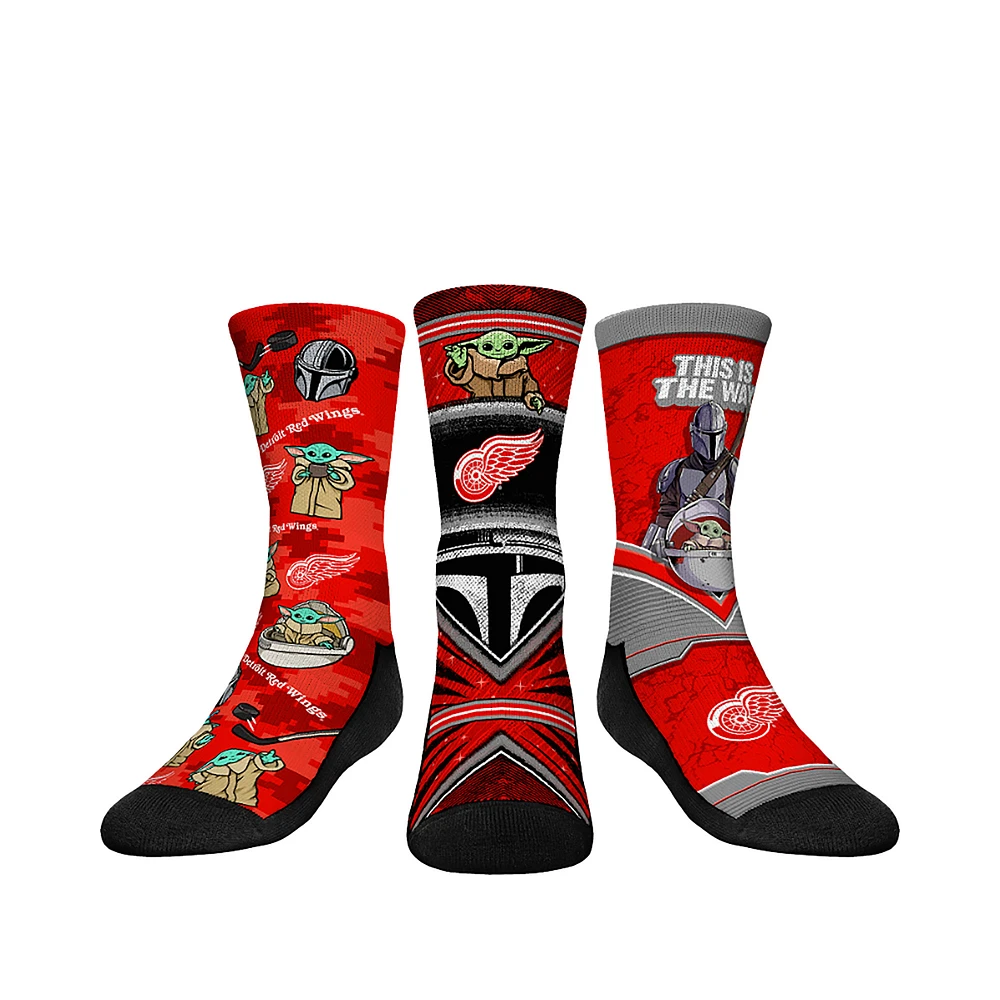Youth Rock Em Socks Detroit Red Wings The Mandalorian 3-Pack Crew
