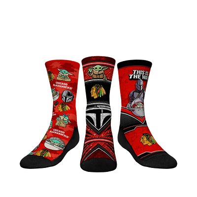 Youth Rock Em Socks Chicago Blackhawks The Mandalorian 3-Pack Crew