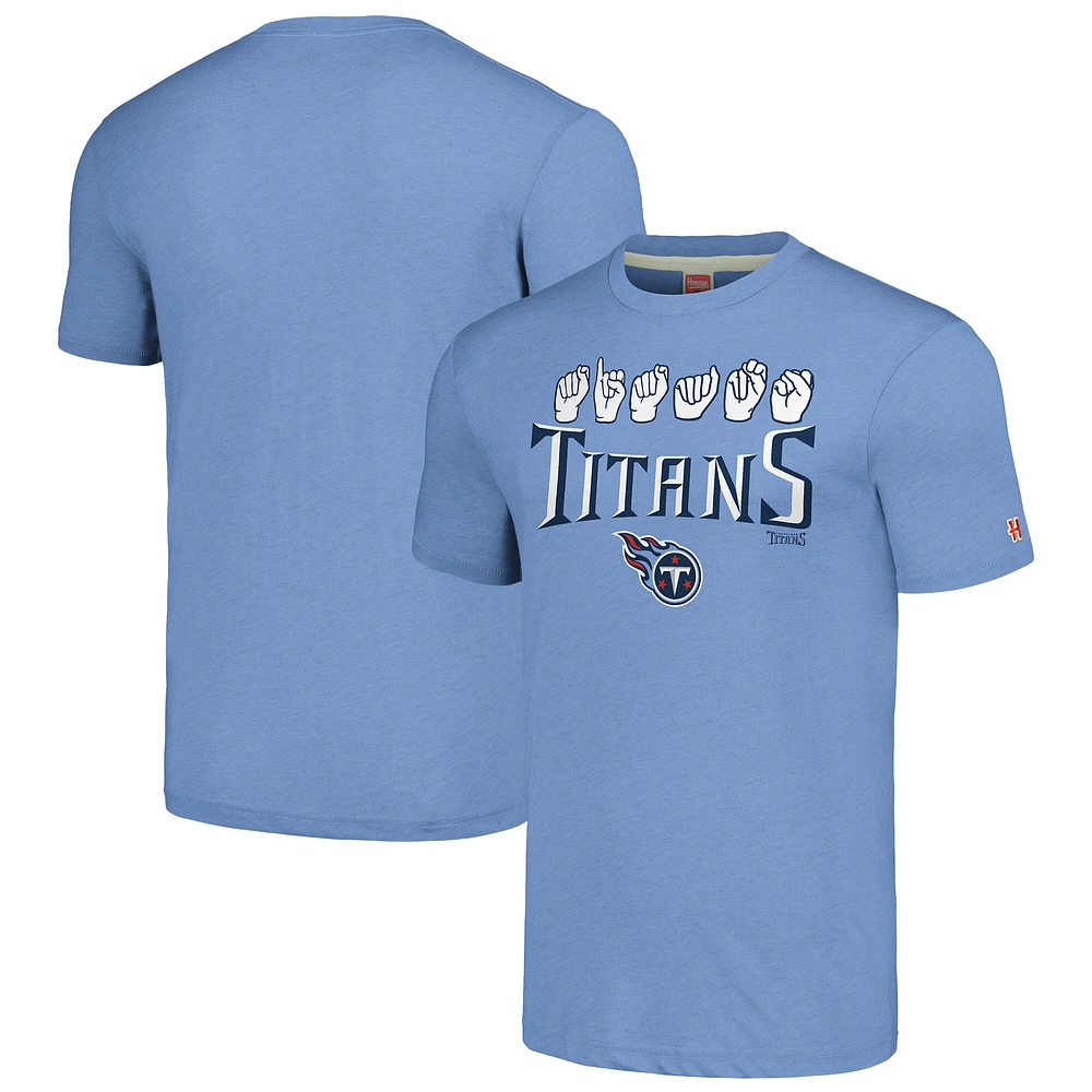 Unisex Homage Light Blue Tennessee Titans The NFL ASL Collection by Love Sign American Language T-Shirt
