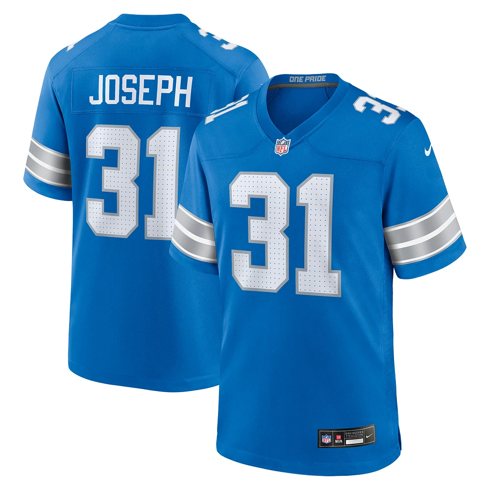 Men's Nike Kerby Joseph Blue Detroit Lions Team Game Jersey