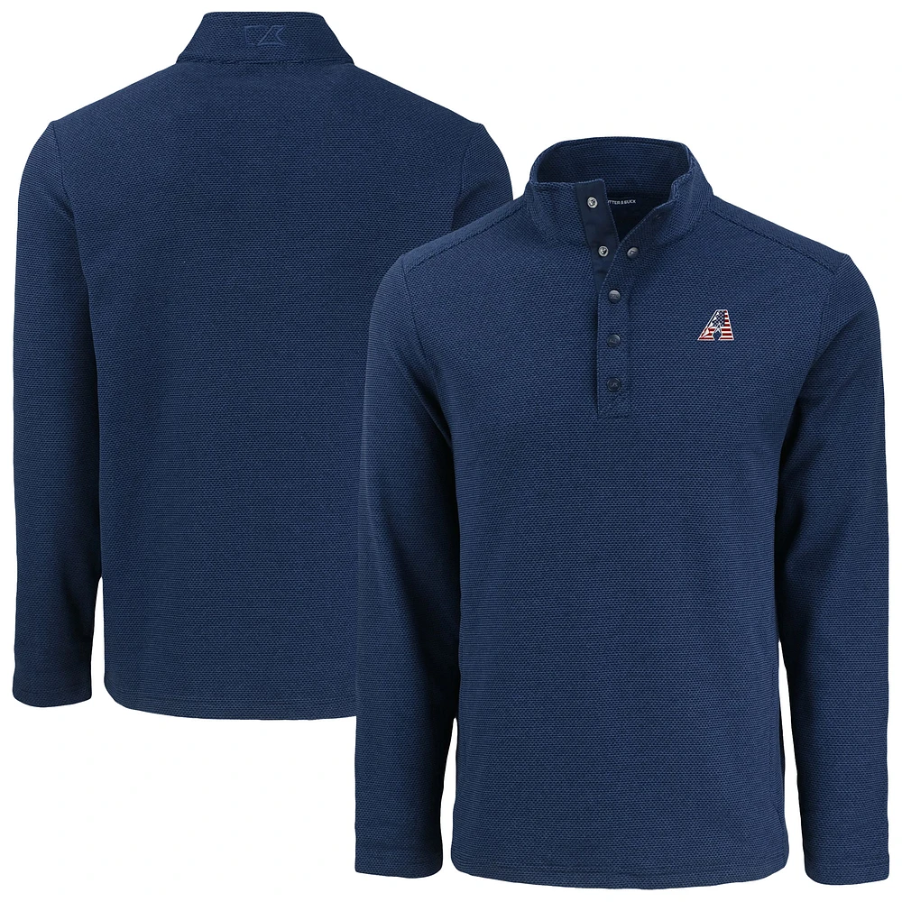 Men's Cutter & Buck Navy Arizona Diamondbacks Hunts Point Eco Textured Fleece Recycled Half-Snap Sweatshirt