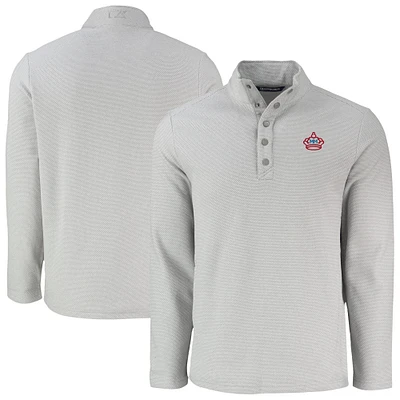 Men's Cutter & Buck Gray Miami Marlins Hunts Point Eco Textured Fleece Recycled Half-Snap Sweatshirt