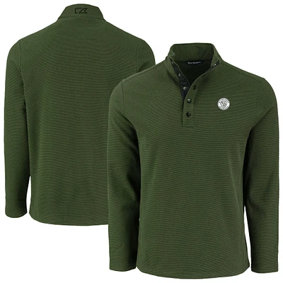 Men's Cutter & Buck Green Milwaukee Brewers Hunts Point Eco Textured Fleece Recycled Half-Snap Sweatshirt