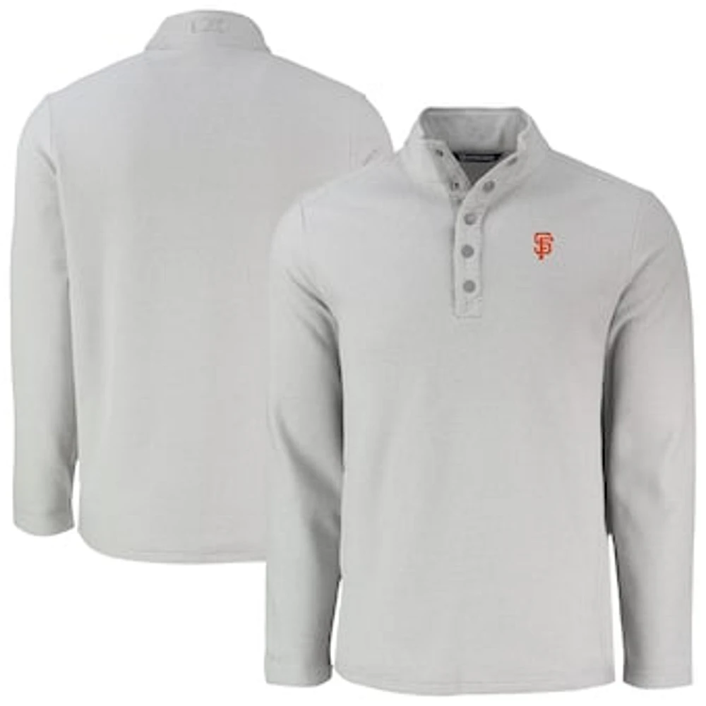 Men's Cutter & Buck Gray San Francisco Giants Hunts Point Eco Textured Fleece Recycled Half-Snap Sweatshirt