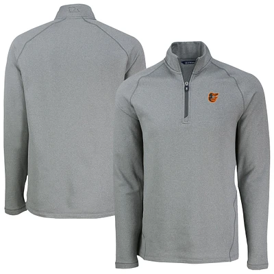 Men's Cutter & Buck Heather Baltimore Orioles Peshastin Eco Fleece Recycled Raglan Quarter-Zip Top