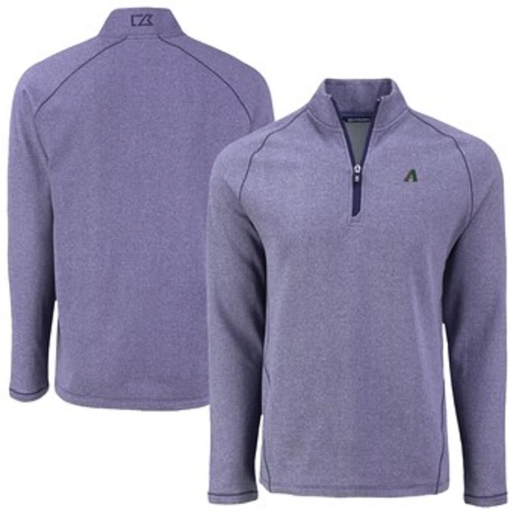 Men's Cutter & Buck Heather Purple Arizona Diamondbacks Peshastin Eco Fleece Recycled Raglan Quarter-Zip Top
