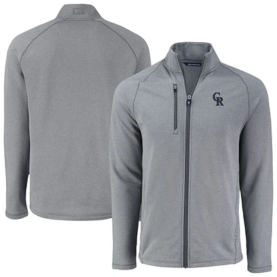 Men's Cutter & Buck Heather Gray Colorado Rockies Peshastin Eco Fleece Recycled Raglan Full-Zip Jacket