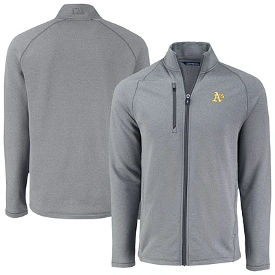 Men's Cutter & Buck Heather Gray Athletics Peshastin Eco Fleece Recycled Raglan Full-Zip Jacket
