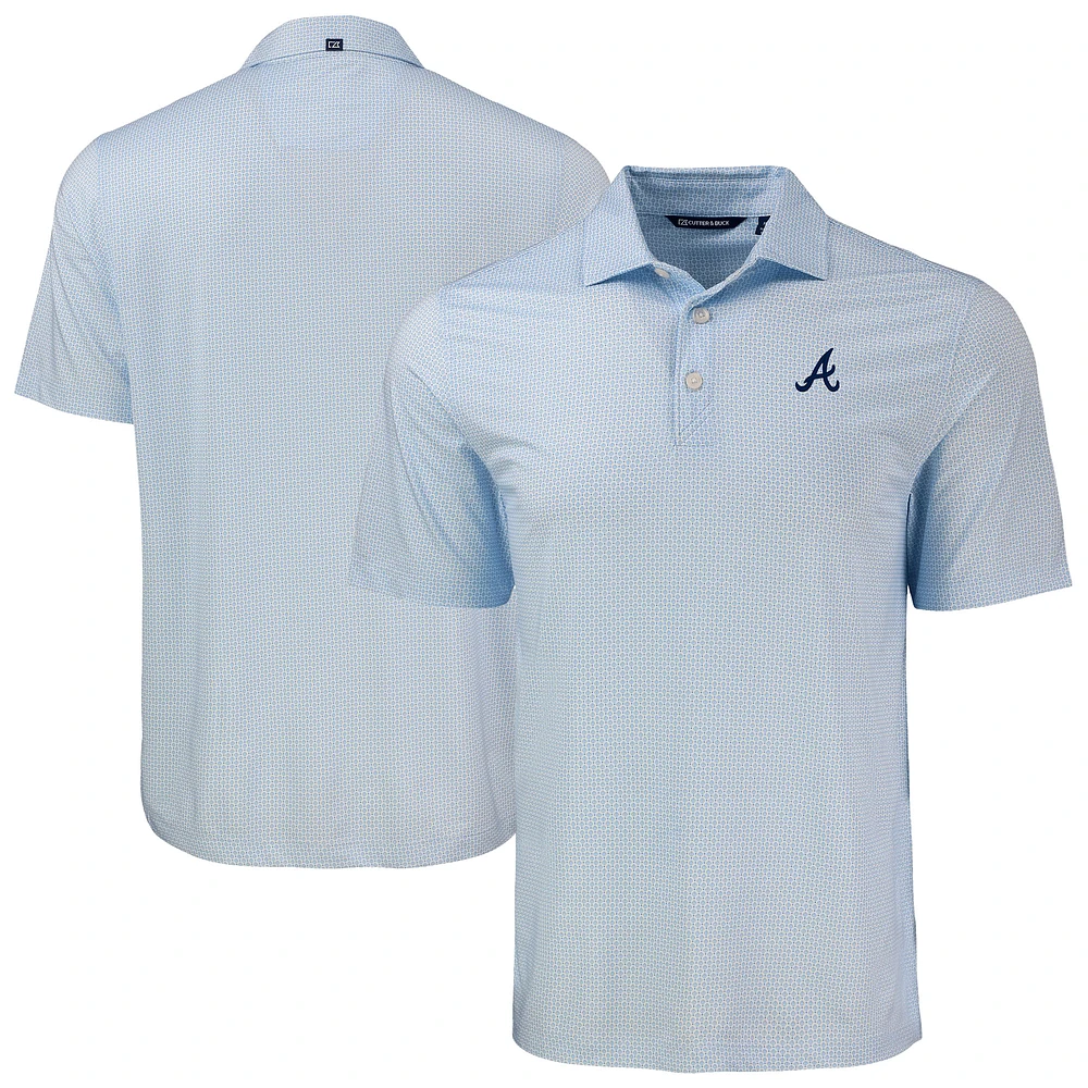 Men's Cutter & Buck Light Blue Atlanta Braves Pike Eco Diamond Dot Print Polo