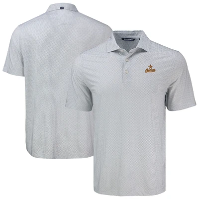 Men's Cutter & Buck Gray Houston Astros Pike Eco Diamond Dot Print Polo