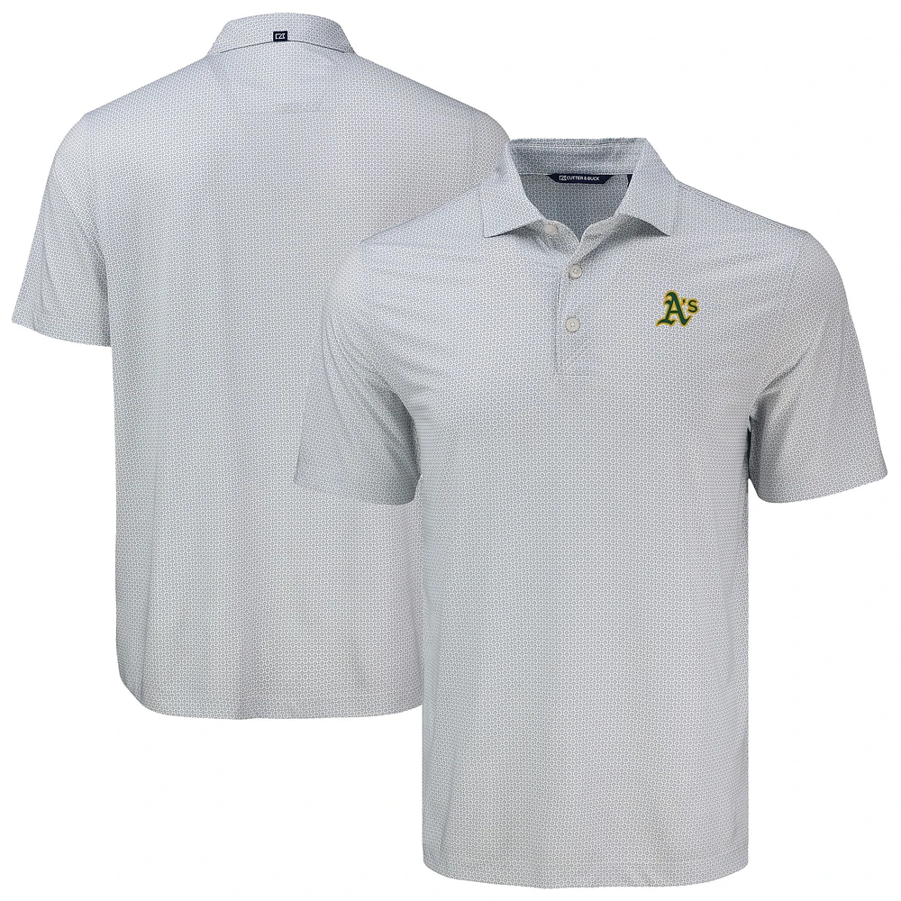 Men's Cutter & Buck Gray Athletics Pike Eco Diamond Dot Print Polo
