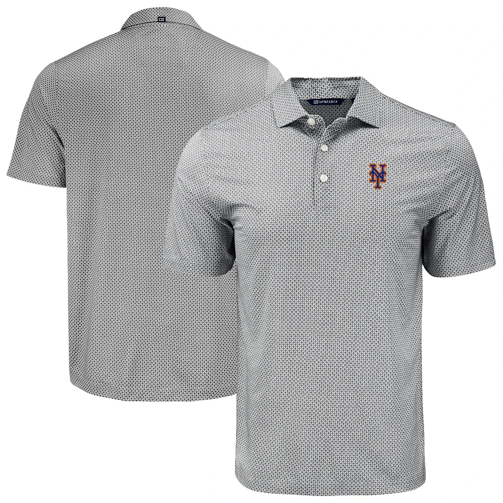 Men's Cutter & Buck Black New York Mets Pike Eco Diamond Dot Print Polo