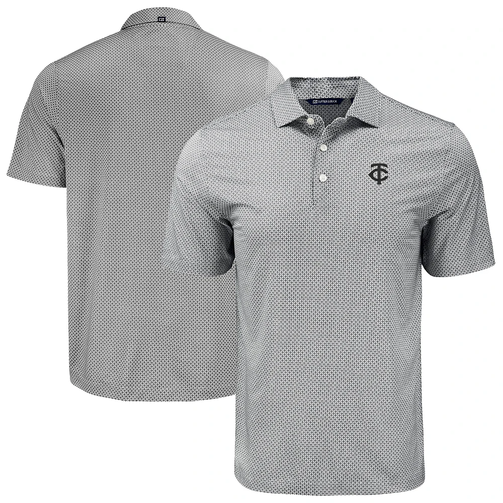 Men's Cutter & Buck Black Minnesota Twins Pike Eco Diamond Dot Print Polo