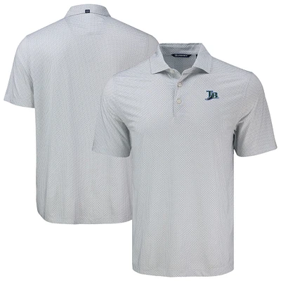 Men's Cutter & Buck Gray Tampa Bay Rays Pike Eco Diamond Dot Print Polo