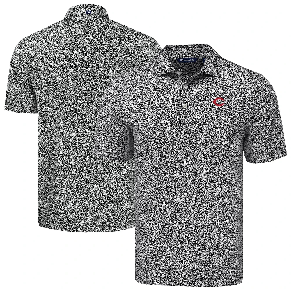 Men's Cutter & Buck Cincinnati Reds Pike Eco Flora Print Recycled Polo
