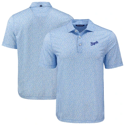 Men's Cutter & Buck Light Blue Kansas City Royals Pike Eco Flora Print Recycled Polo