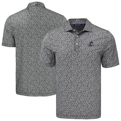 Men's Cutter & Buck Miami Marlins Pike Eco Flora Print Recycled Polo