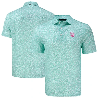 Men's Cutter & Buck Mint San Diego Padres Pike Eco Flora Print Recycled Polo