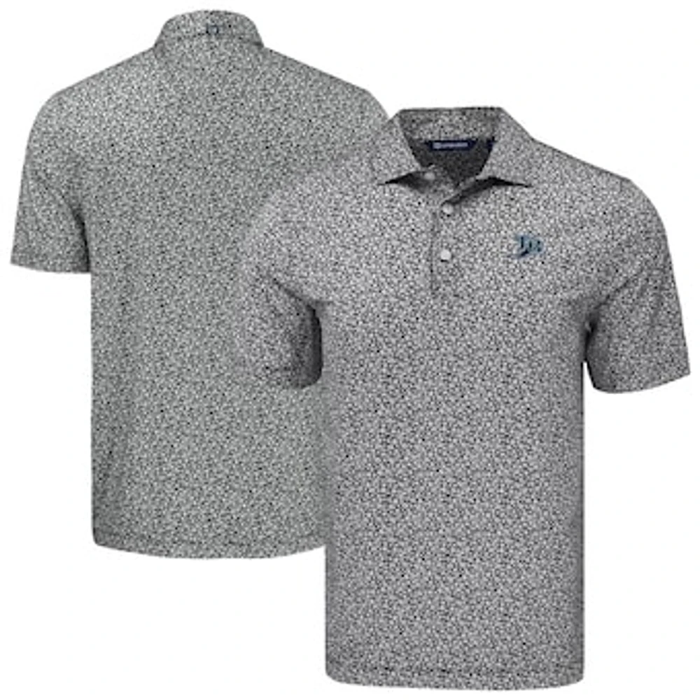 Men's Cutter & Buck Black Tampa Bay Rays Pike Eco Flora Print Recycled Polo
