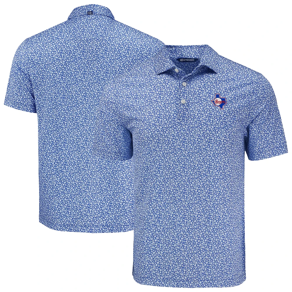 Men's Cutter & Buck Texas Rangers Pike Eco Flora Print Recycled Polo