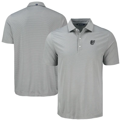 Men's Cutter & Buck Gray Baltimore Orioles Forge Eco Fine Line Stripe Polo