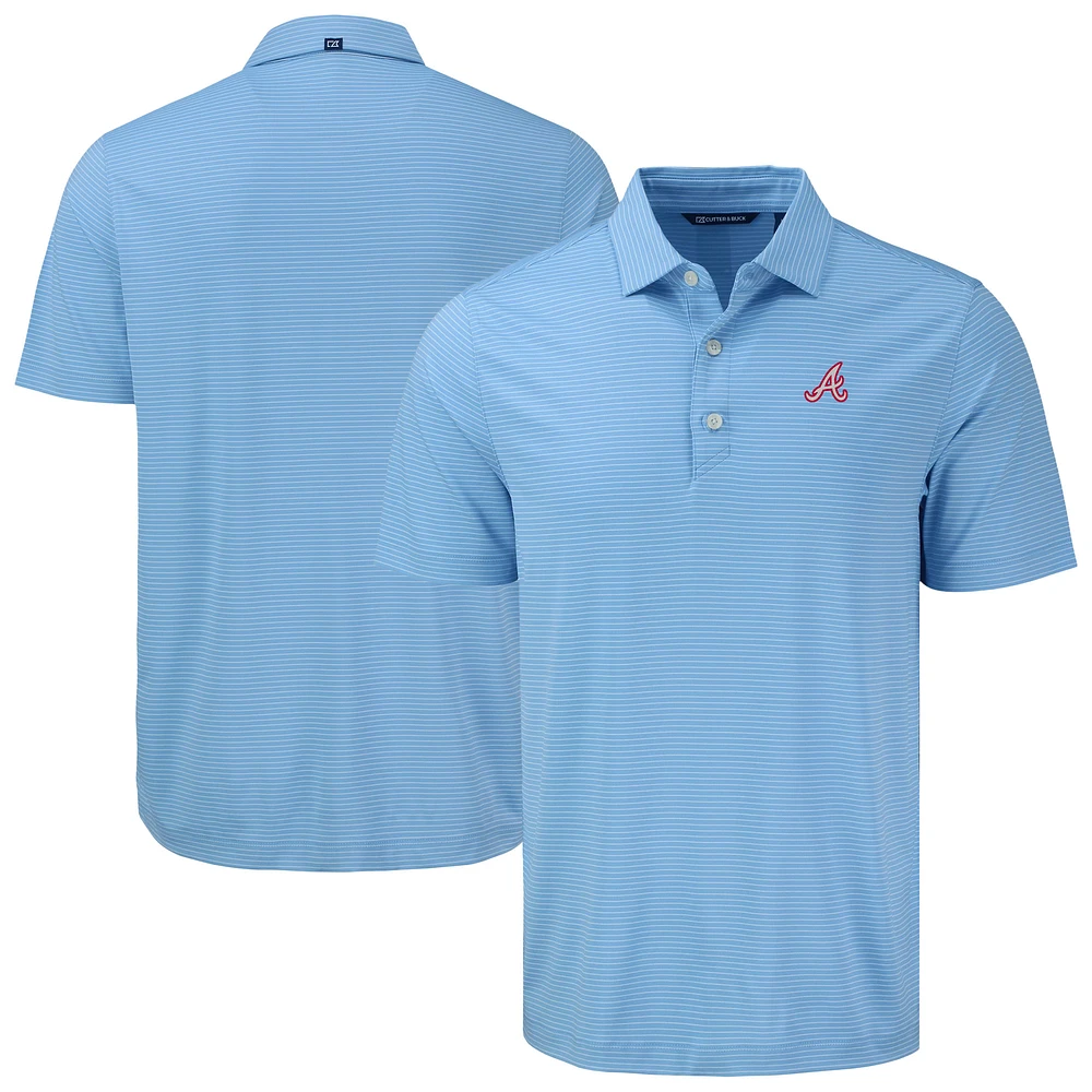 Men's Cutter & Buck Navy Atlanta Braves Forge Eco Fine Line Stripe Polo