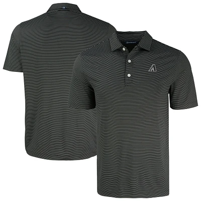 Men's Cutter & Buck Black Arizona Diamondbacks Forge Eco Fine Line Stripe Polo