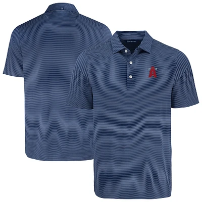 Men's Cutter & Buck Navy Los Angeles Angels Forge Eco Fine Line Stripe Polo