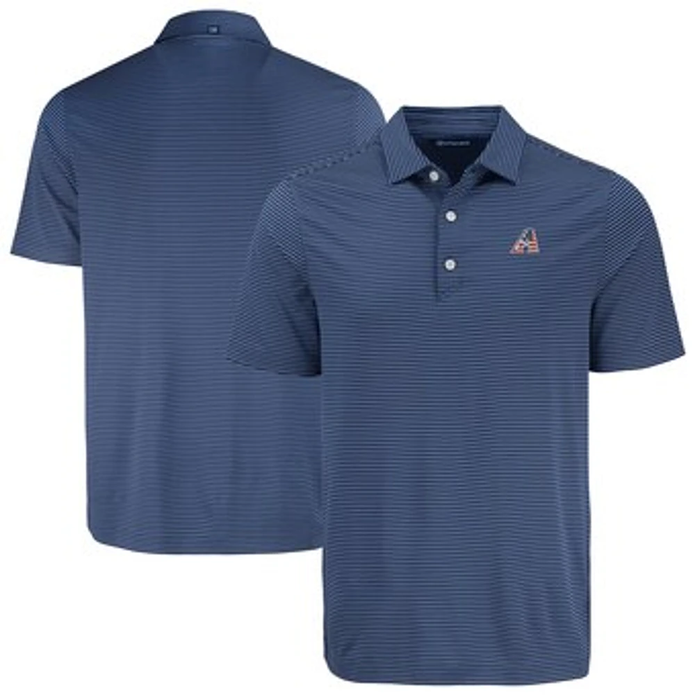 Men's Cutter & Buck Navy Arizona Diamondbacks Forge Eco Fine Line Stripe Polo