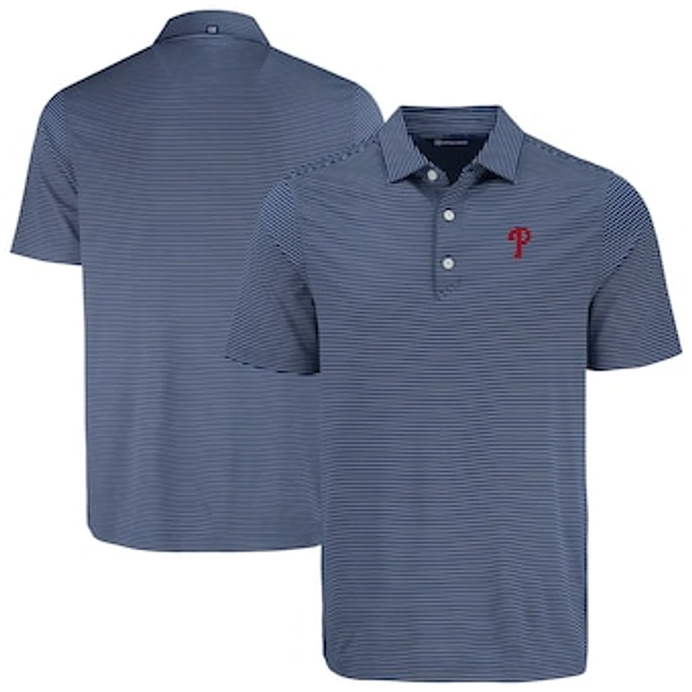 Men's Cutter & Buck Navy Philadelphia Phillies Forge Eco Fine Line Stripe Polo