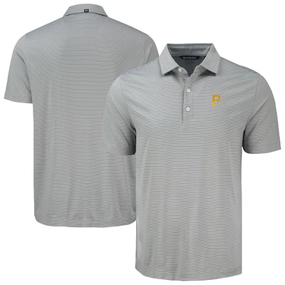 Men's Cutter & Buck Gray Pittsburgh Pirates Forge Eco Fine Line Stripe Polo