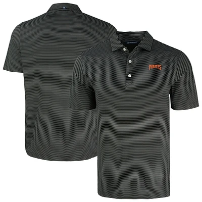 Men's Cutter & Buck Black Pittsburgh Pirates Forge Eco Fine Line Stripe Polo
