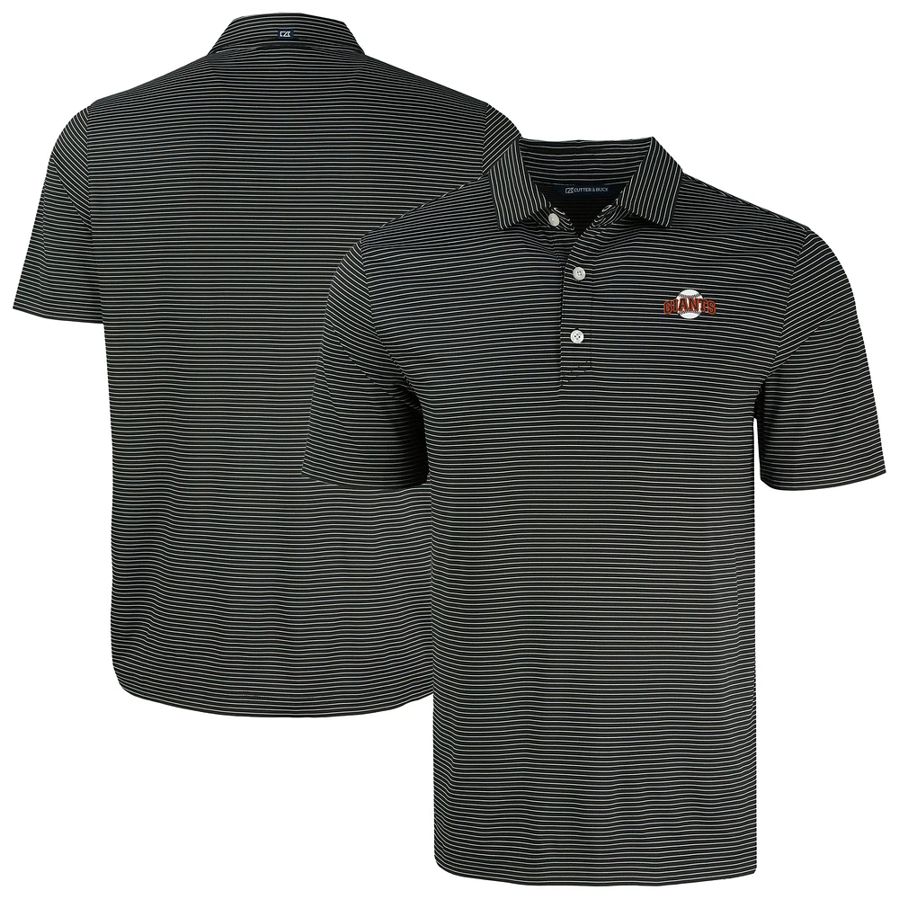 Men's Cutter & Buck Black San Francisco Giants Forge Eco Fine Line Stripe Polo