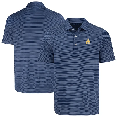 Men's Cutter & Buck Navy Seattle Mariners Forge Eco Fine Line Stripe Polo