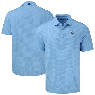Men's Cutter & Buck Navy Tampa Bay Rays Forge Eco Fine Line Stripe Polo