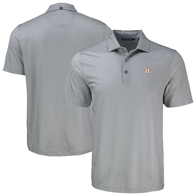 Men's Cutter & Buck Gray Houston Astros Big Tall Pike Eco Shadow Check Print Polo