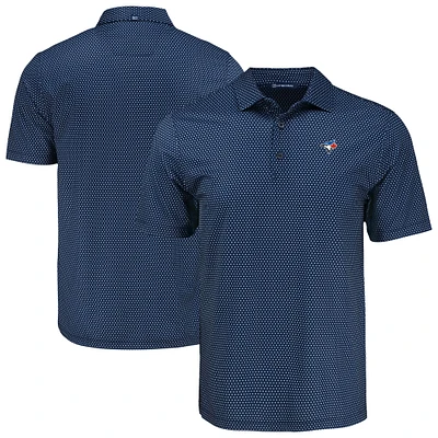 Men's Cutter & Buck Navy Toronto Blue Jays Big Tall Pike Eco Shadow Check Print Polo