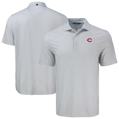 Men's Cutter & Buck Gray Cincinnati Reds Big Tall Pike Eco Diamond Dot Print Polo