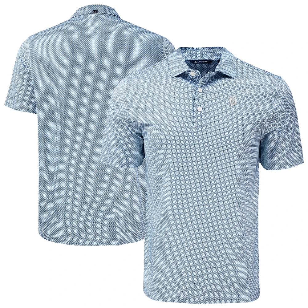 Men's Cutter & Buck Navy Detroit Tigers Big Tall Pike Eco Diamond Dot Print Polo