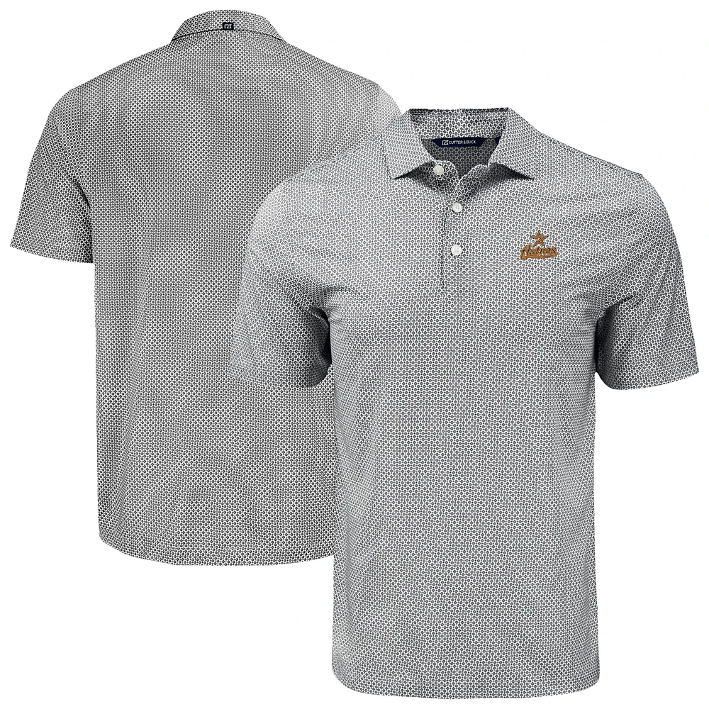 Men's Cutter & Buck Black Houston Astros Big Tall Pike Eco Diamond Dot Print Polo