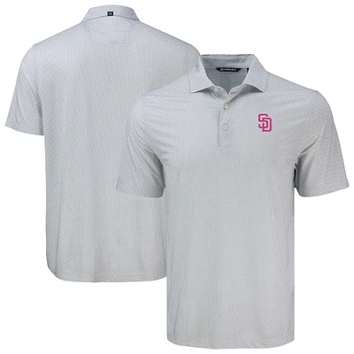 Men's Cutter & Buck Gray San Diego Padres Big Tall Pike Eco Diamond Dot Print Polo