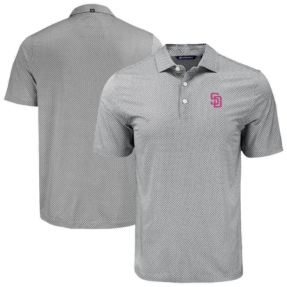 Men's Cutter & Buck Black San Diego Padres Big Tall Pike Eco Diamond Dot Print Polo