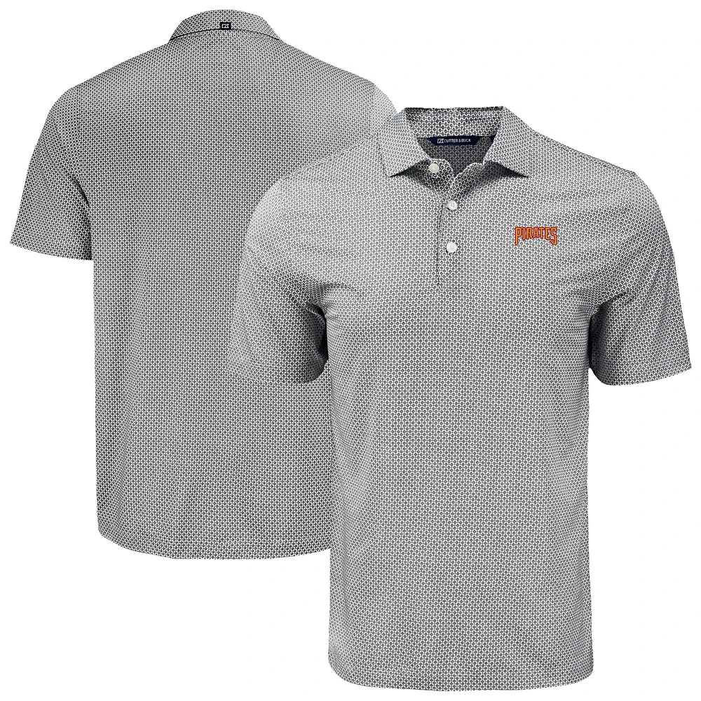 Men's Cutter & Buck Black Pittsburgh Pirates Big Tall Pike Eco Diamond Dot Print Polo