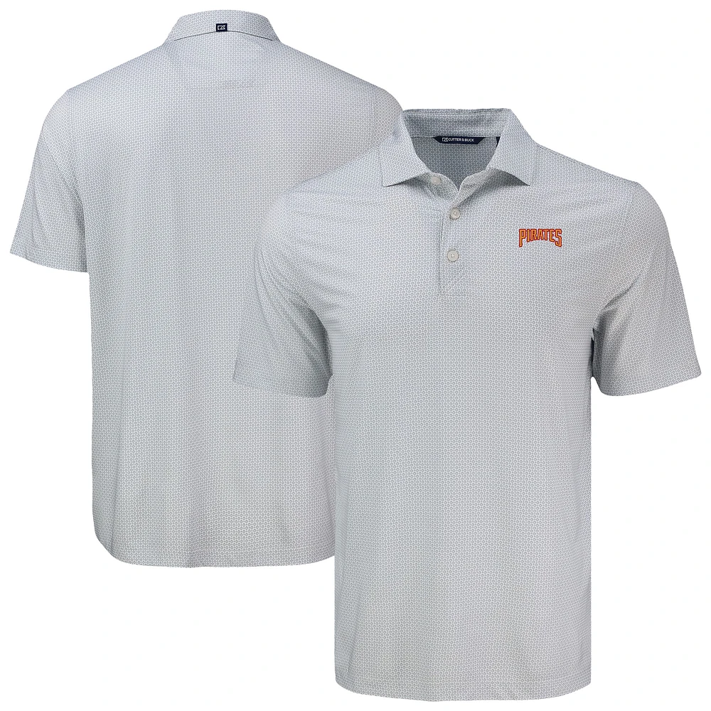 Men's Cutter & Buck Gray Pittsburgh Pirates Big Tall Pike Eco Diamond Dot Print Polo