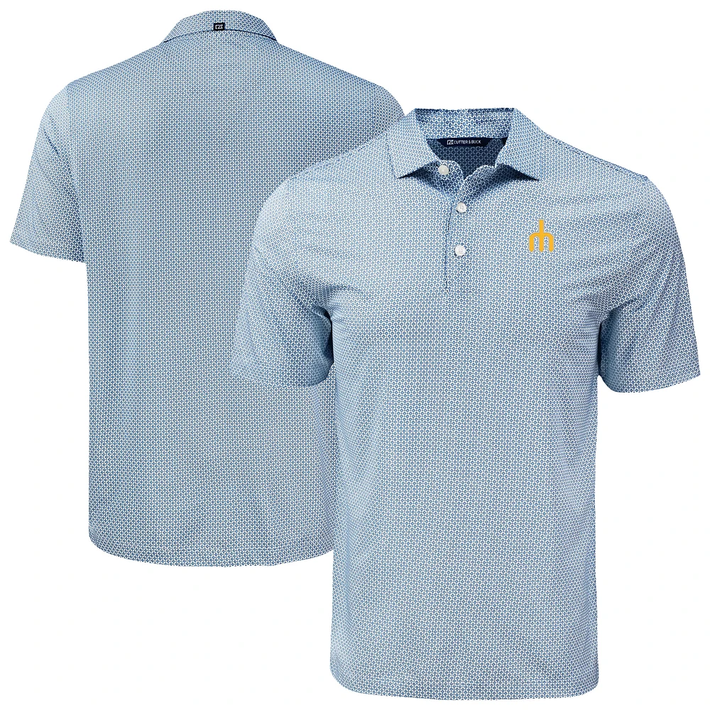 Men's Cutter & Buck Navy Seattle Mariners Big Tall Pike Eco Diamond Dot Print Polo
