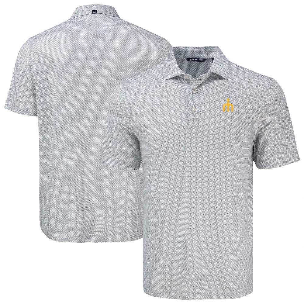 Men's Cutter & Buck Gray Seattle Mariners Big Tall Pike Eco Diamond Dot Print Polo