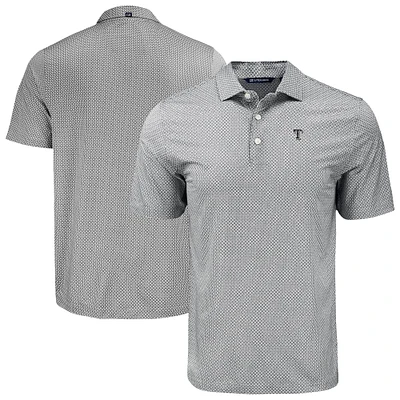 Men's Cutter & Buck Black Texas Rangers Big Tall Pike Eco Diamond Dot Print Polo