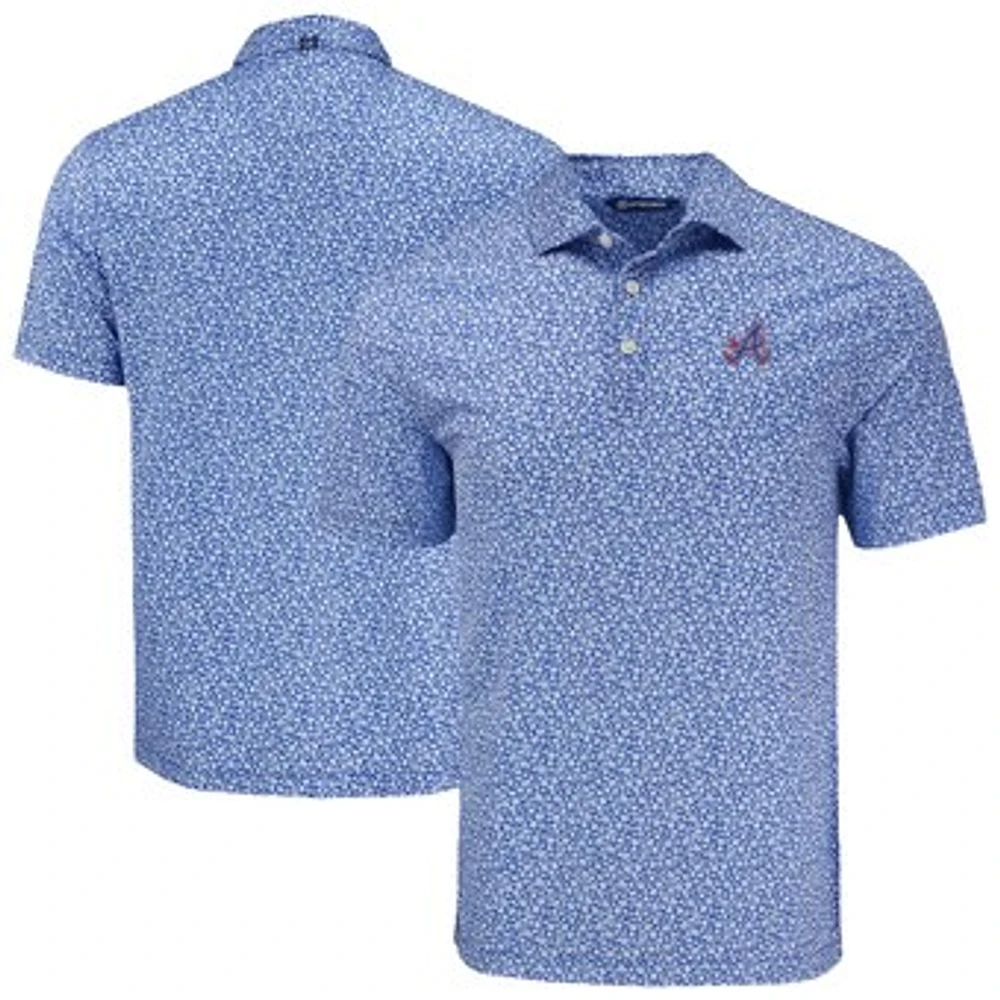 Men's Cutter & Buck Royal Atlanta Braves Big Tall City Connect Pike Eco Flora Print Recycled Polo