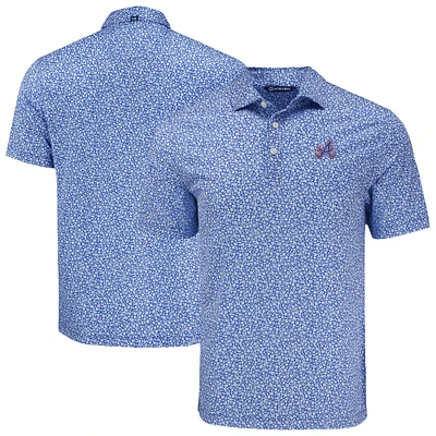 Men's Cutter & Buck Royal Atlanta Braves Big Tall City Connect Pike Eco Flora Print Recycled Polo