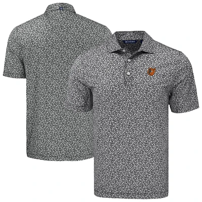 Men's Cutter & Buck Black Baltimore Orioles Big Tall Pike Eco Flora Print Recycled Polo